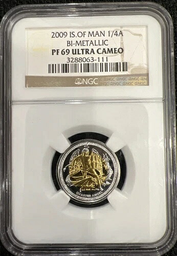 2009年です。 Of Man 1/4A バイメタル PF 69 ウルトラ カメオ NGC