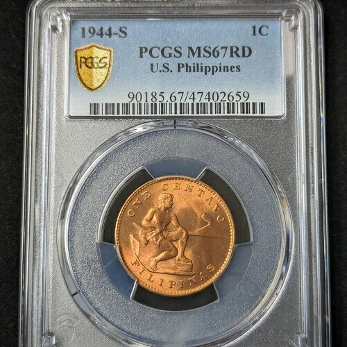 1944-S センタボ PCGS MS67RD アメリカ フィリピン 1セント 90185.67/47402659