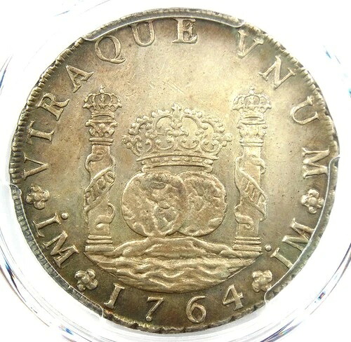 1764年ペルーピラードル8レアル銀貨8R - PCGS AU認定詳細