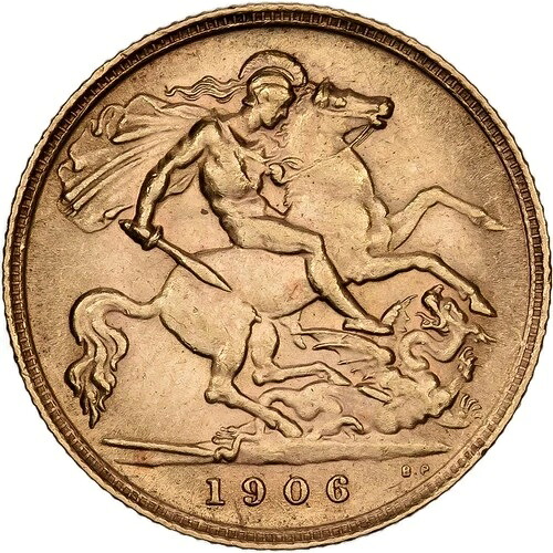 [#1117268] イギリス、1/2ソブリン金貨、1906年、KM #804、EF、金、3.95