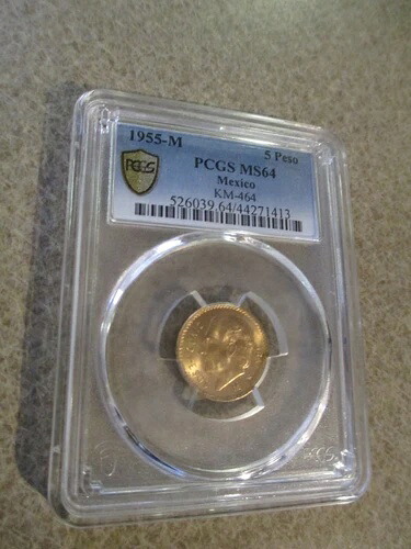 1955年メキシコ金貨5ペソ PCGS MS64