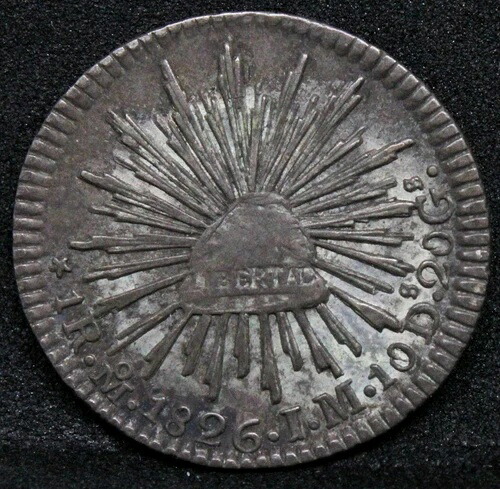 1 レアル 1826 Mo-Jm. メキシコ連邦共和国. KM-372.8 UNC