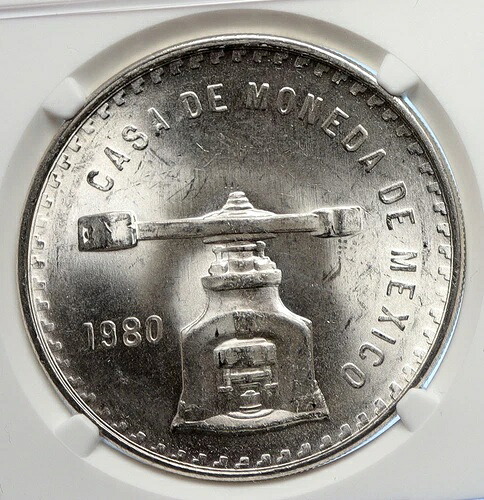 1980年 メキシコ 巨大メダル シルバー オンザ メキシコ製 オールドコインプレススケール NGC i106595｜WORLD RESOURCE【QUEEN店】
