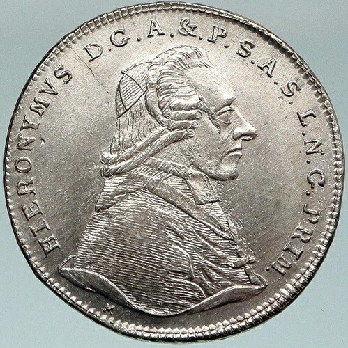 1801年 オーストリア ザルツブルク大司教 ヒエロニムス・フォン・コロレド シルバー 20K コイン i87535