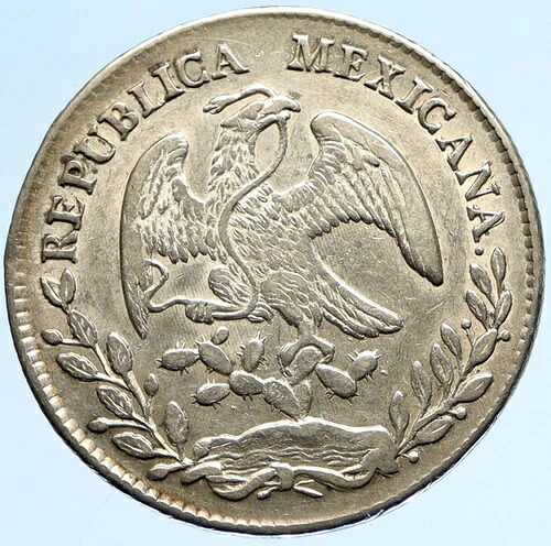 1877年 DO CP MEXICO ラージイーグルサンアンティークメキシコシルバー8レアルコイン i97096 158,400円