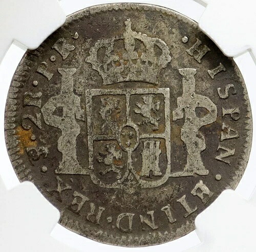 1776年 ボリビア スペイン国王 カルロス3世 銀貨 2レアル NGC i114988