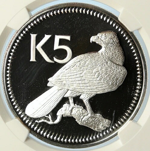 1976年 パプアニューギニア パプア・ハーピー・イーグル プルーフ銀貨 5キナ NGC i101499