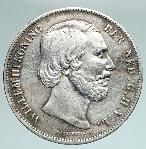 1858年 オランダ ヴィルヘルム3世 アンティーク ヴィンテージ シルバー オールド 2 1/2 グルデン コイン i90907