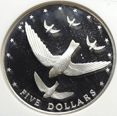 1977年 クック諸島 エリザベス2世 アティウ スウィフトレット プルーフ銀貨 5ドル NGC i106357