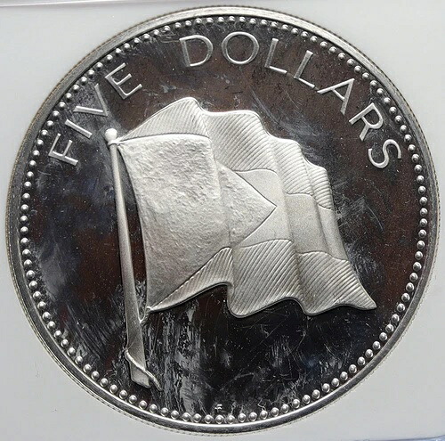1976年 バハマ 英国女王エリザベス2世 国旗 プルーフ銀貨 5ドル硬貨 NGC i106392 158,400円