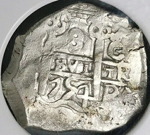 1754 NGC AU ボリビア 8レアル コブ スペイン フェルディナンド6世 海賊コイン (24073001D)