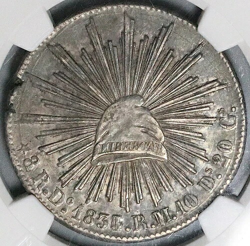 1834/3-Do NGC AU 55 メキシコ 8レアル デュランゴ造幣局 希少銀貨 (25031102C)