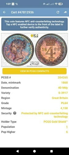 1868年 英国 PCGS PL63-65 シルバー マウンディセット スーパートーニング #4745