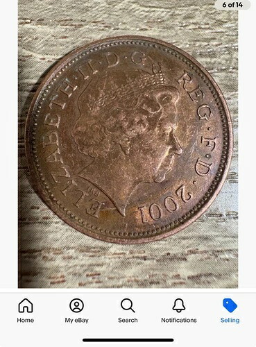 2001年英国エリザベス2世記念2ペンス硬貨、23年