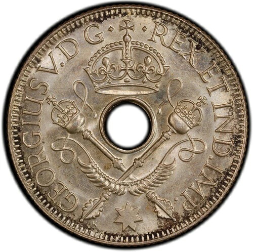 ニューギニア：1935年 1シリング PCGS MS67 ? PCGS MS67は1枚のみ、NGC MS67は3枚、それ以上のものはなし