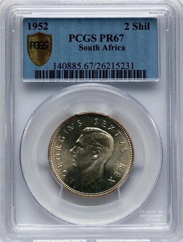 南アフリカ - 1952年 ジョージ6世 2シリング - PCGS PR67 - これ以上グレードの高いものはない!