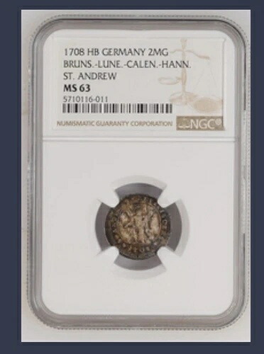 1708 HB セント・アンドリュー銀貨 2枚組 マリエングロシェン NGC MS63 トップポップ 158,950円