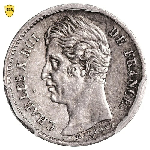 コイン フランス - シャルル 10 世 - 1/4 フラン - 1828 L バイヨンヌ - PCGS AU 55