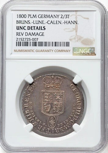 ドイツ - ブランズウィック 1800年 ジョージ3世 2/3ターレル - NGC UNC 詳細 - SUPERB & PQ