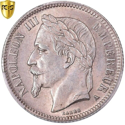 [#869283] コイン、フランス、ナポレオン3世、フラン、1867年、パリ、PCGS、UNC詳細、UNC｜WORLD RESOURCE【QUEEN店】