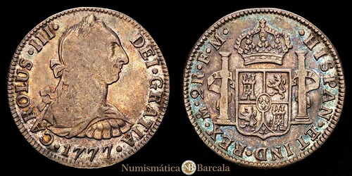 カルロス 3 世 2 レアル (6,7g) 1777 メキシコ F・M AC-663 MBC-/MBC 73,810円