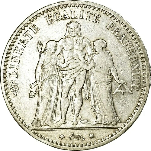 [#16684] コイン、フランス、エルキュール、5フラン、1871年、パリ、VF、銀、KM:820.1｜WORLD RESOURCE【QUEEN店】