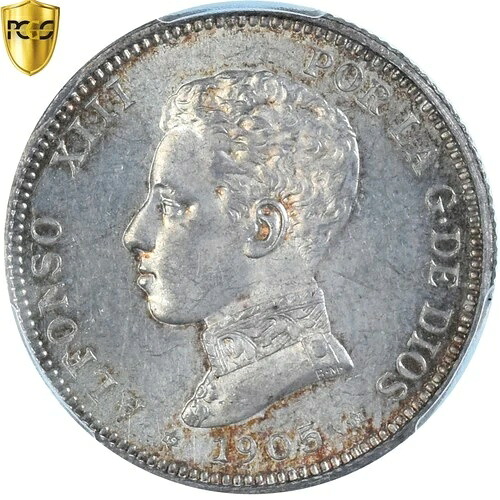 [#341655] コイン、スペイン、アルフォンソ13世、2ペセタ、1905年、マドリード、PCGS、MS63、MS(63)｜WORLD RESOURCE【QUEEN店】