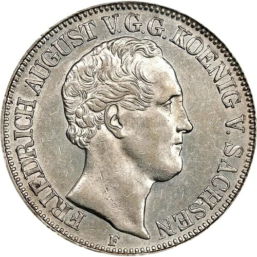 1848 F ドイツ諸州 ザクセン ターラー、PCGS AU 58、ドイツ