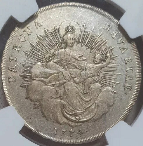 NGC Bavaria 1774 AU-58 1/2 ターラー シルバー ドイツ マドンナとイエスレアタイプ-
