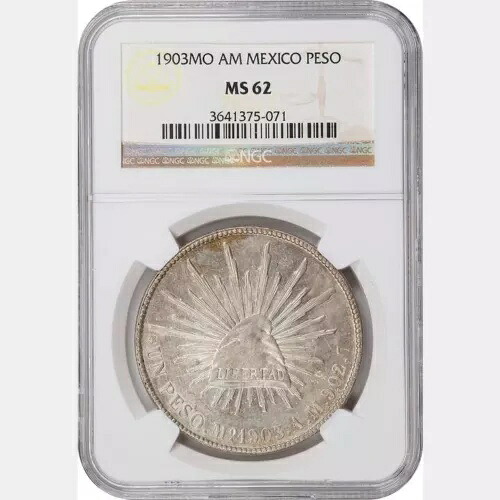1903 Mo AM NGC MS62 メキシコ 1 UN ペソ フェルテ シルバー コレクション シリーズ