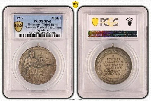 ドイツ テューリンゲン州 スルザイン市 シルバー 叫びメダル 1937 PCGS SP62 第三帝国-