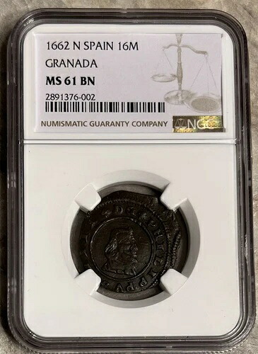 1662 北スペイン 16 マラベディス グラナダ NGC MS 61 BN トップ ポップ 1/0