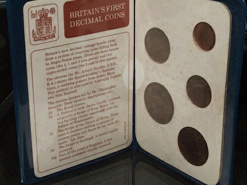 英国初の10進法硬貨 1968年記念 5枚セット 未流通 16,940円