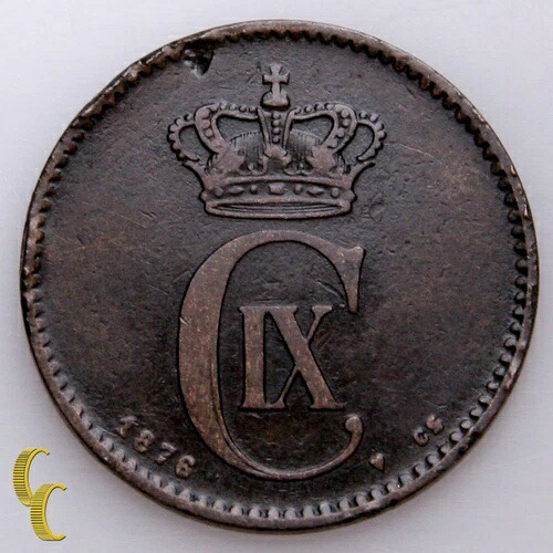 1876年デンマーク2鉱石コイン（VF以上）、KM# 793.1 56,870円