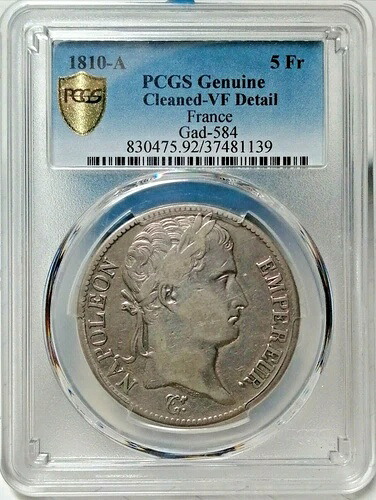 1810-A フラン 5Fr 銀貨 PCGS VF 詳細