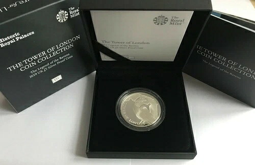 Simply Coins~ 2019 シルバー プルーフ レジェンド オブ ザ レイヴンズ 5ポンド ボックス COA