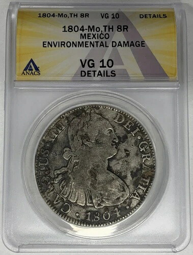 1804-Mo、TH 8レアル銀貨メキシコANACS VG 10詳細