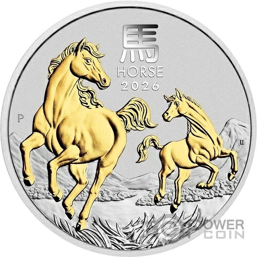 午年 ルナシリーズ III 金メッキ 1オンス 銀貨 1ドル オーストラリア 2026-