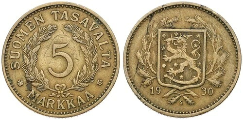 フィンランド - 5 Markkaa Mark 1929-1952 - さまざまな年|WORLD RESOURCE【QUEEN店】