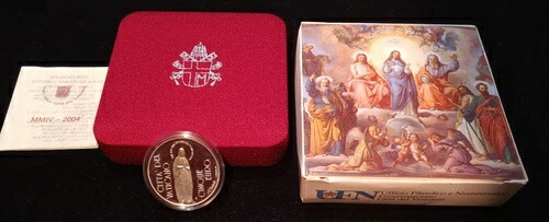 バチカン 2004年 5ユーロ銀貨 無原罪懐胎の教義の宣言画像