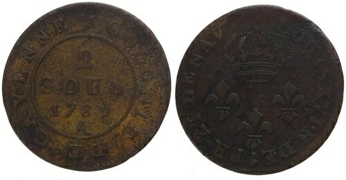 フランス - フランス領ギアナ 2 Sous 1789 A - カイエン - ルイ 39,325円