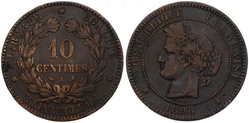 フランス 10 ディクス サンタイム - セレス - 1870-1898 さまざまな年|WORLD RESOURCE【QUEEN店】