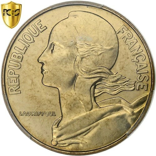 [#1277928] フランス、20 サンタイム、マリアンヌ、1980 年、パリ、アルミニウム ブロンズ、PCGS、MS