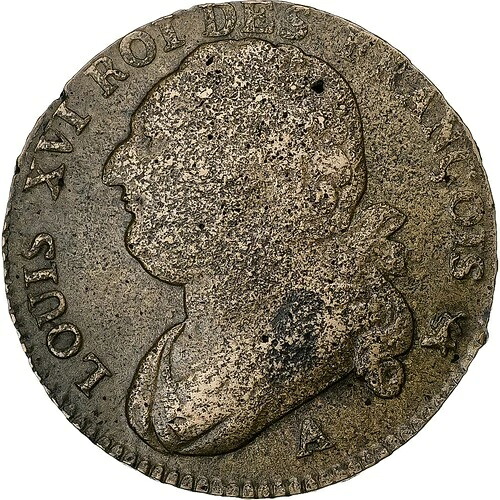 [#1274556] フランス、ルイ16世、12デニール、1792?4、パリ、ヒョウ/リラ、銅、V