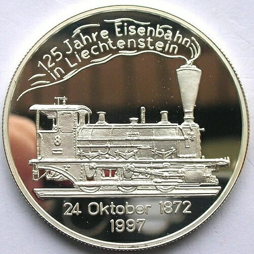 リヒテンシュタイン 1997年 鉄道125周年記念 20ユーロ銀貨 プルーフ