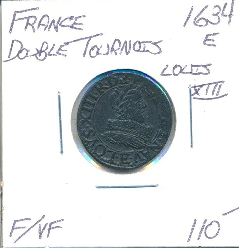 フランス ルイ 13 世 ダブル トゥルノワ 1634 E - F/VF 44,330円