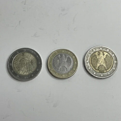 2ユーロ硬貨（2002年F）＆1ユーロ硬貨（2004年A）＆2ユーロ硬貨（2015年A） - ドイツ