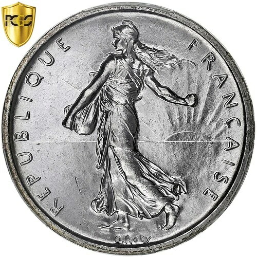[#1277056] フランス、5 フラン、スムーズ、1960 年、パリ、シルバー、PCGS、MS(65-70)、ガド