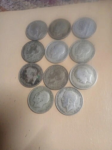 1920-1927年 イギリス ジョージ5世 ハーフクラウン 0.500 シルバー 11枚セット