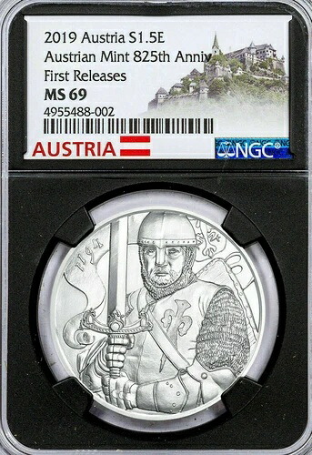 2019年 オーストリア シルバー レオポルド / オーストリア造幣局 825周年記念 NGC MS69 FR